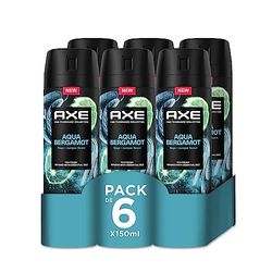 Axe Pack Sparsam Deodorant i spray för män Aqua Bergamot Premium Doft, 6 x 150 ml