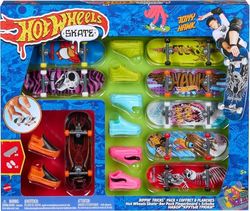 Hot Wheels 8 Tablas de Skate con 4 Pares de Zapatillas para Dedos, monopatín de Juguete, 5 años (Mattel HMY19)