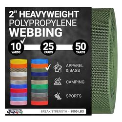 Strapworks Sangle en polypropylène Lourd – Sangle en polyéthylène Robuste pour réparation d'équipement de Bricolage en extérieur, 5,1 cm x 9,1 m – Olive terne