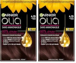 Garnier Coloration Permanente - Sans Ammoniaque - Aux Huiles Naturelles de Fleurs - Marron Glacé (4.15) - Olia (Lot de 2)