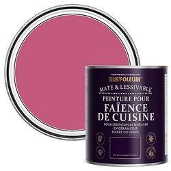 Rust-Oleum Peinture Rose Résistante à l'eau pour Faïence de Cuisine, Finition Mate - Framboise 750ml