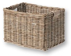 Basil Dorset - Cestino Anteriore in Rattan, Serie Lusso, Grande, Colore: Grigio Naturale