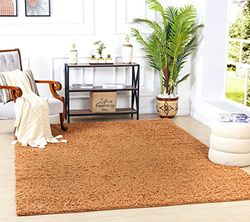 Livabliss Home Tapis Shaggy Uni - Tapis de Couloir, Salon, Salle à Manger, Chambre, Cuisine, Entrée - Poil Long Moelleux et Doux, Motif Berbère, Carpette Chambre Monochrome 200x290 cm - Terracotta