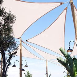 La Briantina Driehoekige zeiltent voor tuin en camping, afmetingen 3,6 x 3,6 x 3,6 m, kleur ecru