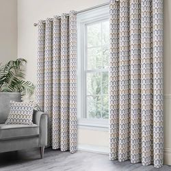 Curtina - Cortinas Tejidas Grises de 168 x 183 cm de Largo - Cortinas geométricas con Ojales en Tonos Gris/Naturales - Cortinas de felpilla para Sala de Estar/Dormitorio - Cortina de Puerta
