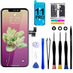 Brinonac voor iPhone 11 pro Lcd-schermvervangingsset, 5,8-inch 3D-aanraakscherm Digitizer Frame-montageset met reparatiegereedschap en gehard glas voor A2160/A2217/A2215