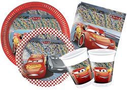 Ciao - Feesttafelset Disney Cars 3 8 personen (44 stuks: 8 papieren borden 23cm, 8 papieren borden 20cm, 8 plastic bekers 200ml, 20 papieren servetten 33x33cm Y4323
