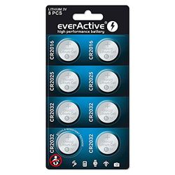 JUEGO DE 8 PILAS DE LITIO EVERACTIVE 4 X CR2032, 2 X CR2025, 2 X CR2016