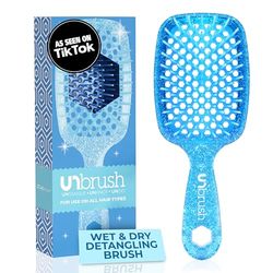 FHI HEAT UNbrush Wet & Dry Vented Detangling Hair Brush, Sapphire Blue