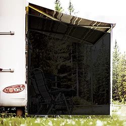RVINGPRO RV Luifel Zijschaduw Scherm 9'x 7' Breathabe Zwart Mesh Zonnescherm voor Camper Trailer Luifel, UV Zonneblokker Complete Kits