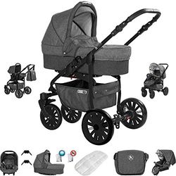 Friedrich Hugo PCS_BERLIN-DE-GEL-GS-02 Friedrich Hugo Berlin, 3-in-1 combi kinderwagen, gelbanden, grijs