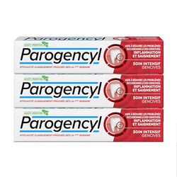 PAROGENCYL - Dentifrice Soin intensif Gencives - Arôme/Goût Menthe - Aide à réduire les saignements occasionnels des gencives (lot de 3x 75ml)