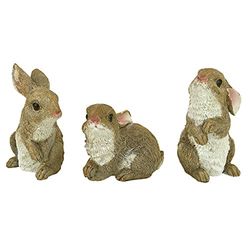 Design Toscano La Tanière des Lapins Statues d'Animaux pour Jardin, 12.75 cm, Ensemble de Trois, polyrésine, palette complète de couleur