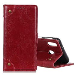 Carcasa de telefono for la Galaxia M10 Hebilla de Cobre Nappa Textura Horizontal de Cuero del tirón del Caso con el sostenedor y Ranuras for Tarjetas y Monedero (Negro) (Color : Wine Red)