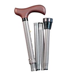 Wandelstok van aluminium, uittrekbaar, inklapbaar, zwart en wit.