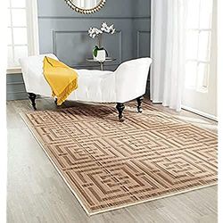 SAFAVIEH Tapis Contemporain Pour Salon, Salle à manger, Chambre à coucher - Infinity Collection, Tapis à poil court, Jaune et Taupe, 155 X 229 cm