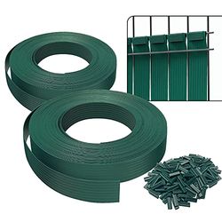 VOUNOT Privacystrook voor dubbelstaafmatten 150m x 4,7cm, PVC-privacyschutting met 300 clips, Groen
