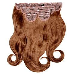 Lullabellz Extension per capelli ondulati super spessi, con clip, 5 pezzi, lunghezza 40,6 cm, ramato misto
