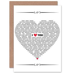 Wee Blue Coo LOVE YOU ROMANTIC HEART WORDS ART GREETINGS GREETING CARD GIFT