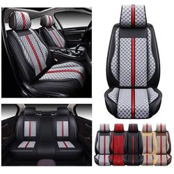 OASIS AUTO Car Seat Covers Accessories Full Set Premium Nappa Leather Cushion Protector Universal Fit for Most Cars SUV Pick-up Truck, Automotive Vehicle Auto Interior Décor (OS-007 Gray)