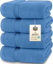 Utopia Towels, set di 4 teli da bagno (68,6 cm x 137 cm), 100% cotone filato ad anello, 600 g/m², leggeri e altamente assorbenti, asciugatura rapida, perfetti per l’uso quotidiano, blu elettrico