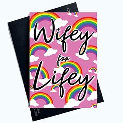 Vrouw Kaarten Wifey voor Levende Verjaardagskaarten Kerst Lesbische Gay Bruiloft PC1024