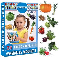 MAGDUM Magneti Bambini Verdure FOTO - 25 GRANDI Calamite Frigorifero - Calamite Bambini- Giochi Bambini 3 anni- Regalo bambino 3 anni- Calamite per Bambini - Giochi Magnetici- Giochi Educativi 3 anni