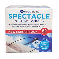 Healthpoint Spectacle & Lens Wipes - Pack of 52 Wipes, 120 g (Pack of 24)