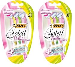 BIC Soleil Bella Colours 4-Blade Lady Razors - Pack of 6 - Spring Mounted Blades with Pivoting Head for Ultra Smooth Shave