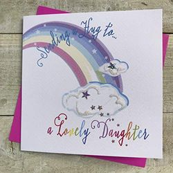 WHITE COTTON CARDS Tarjeta de felicitación con texto en inglés Sending a hug to a lovely Daughter DT197