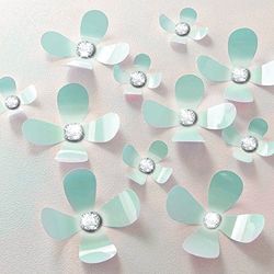 WALPLUS kristall 3D mint blommor väggklistermärken, vinyl multifärg, 33,5 x 11,5 x 3 cm
