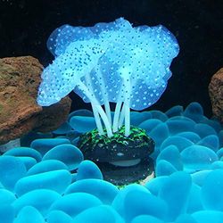 NA 2 Stück Aquarium-Ornamente, Glowing Effekt, künstliche Lotusblätter, Aquarium Sea Anemone Ornament, Glowing Effect Silikon Dekoration für Fisch Tank Dekoration Aquarium Ornament, gelb