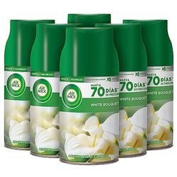 Air Wick Eléctrico - Recambios de Ambientador Automático Eléctrico, Esencia Para Casa Con Aroma a White Bouquet, Verde, 250 ml (Paquete de 6)