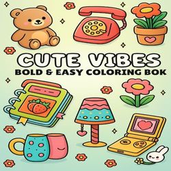 Cute Vibes Bold & Easy Coloring Book: Bold Lines and Sweet Designs to Color with Joy