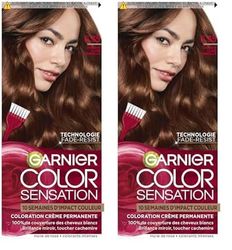 Garnier Color Sensation Coloration - Châtain Clair Cannelle 5.35 - Coloration Crème Permanente - Tous Types de Cheveux - Couleur jusqu'à 10 Semaines & Couvre les Cheveux Blancs 100% (Lot de 2)