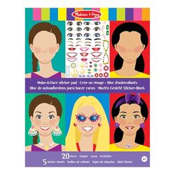 Melissa & Doug Bloco de autocolantes autoadesivos reutilizáveis para fazer rostos, passatempos para meninos e meninas, caderno de atividades e jogos criativos, presente para meninos e meninas de 3 4 5