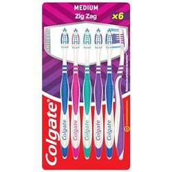 COLGATE -Brosse à dent ZigZag - Poils croisés-nettoyage des espaces interdentaires - Élimine les bactéries - Procure une haleine fraîche - Nettoyage langue et joue-Lot de 6 brosses à dents