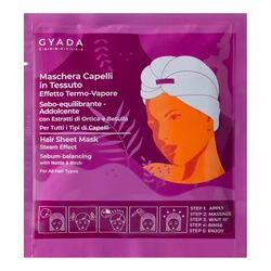 GYADA COSMETICS, Maschera Capelli in Tessuto Sebo-equilibrante e Addolcente, Dona Morbidezza e Setosità, con Cuffia Termica, a Base di Ortica e Fieno Greco, 60 ml
