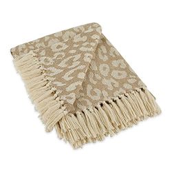 DII Leopard vävd överkast, bomull, solbränd med vita fläckar, 50 x 60