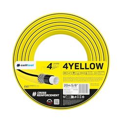 Cellfast Tuyau D'arrosage YELLOW, Léger, Durable, 4 Couches, Durable Tresse Croix, Résistant aux UV et aux algues, résistance à la torsion, Technologie REACH, 20 Bar, -10/+50°С Temp 5/8", 20m