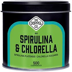 Espirulina y Chlorella Ecológica - 500 comprimidos - 1500 mg por Dosis - Sin Aditivos - Efecto Saciante, Detox -Proteina Vegana - Libre de Plástico