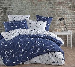 M'DECO - Parure da letto Star blu, dimensioni: 240 x 260 cm