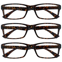 OPULIZE The Reading Glasses Company Brown Tortoiseshell Readers Value 3 Pack Mens Womens UVR3092BR +3.00
