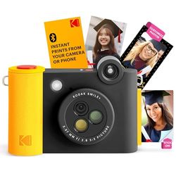 KODAK Smile+ trådlös digital direktbildskamera med effektförändrande objektiv, 2 x 3 tums ZINKfototryck med självhäftande baksida, kompatibel med iOS- och Android-enheter - svart