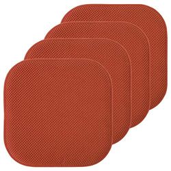 Sweet Home Collection Cuscino per sedia in memory foam, motivo a nido d'ape, antiscivolo, con retro arrotondato, quadrato, 40,6 x 40,6 cm, colore ruggine, confezione da 4