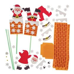 Baker Ross FN329 Santa Chimney Pop up Puppet Kits - Pack of 4, Christmas Arts and Crafts for Kids