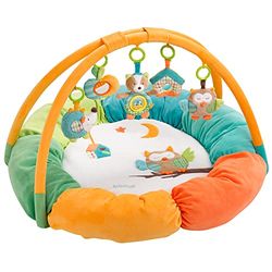 Fehn 3-D activity nest play arch owl - manta redonda para gatinhar com 5 brinquedos destacáveis para agarrar - manta de jogos para bebés e crianças de 0 meses - presente de nascimento