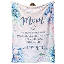 Afterprints Coperta regalo per mamma, festa della mamma, regalo da figlia, figlio, regalo di compleanno per mamma, con stampa floreale e lettera We Love You, 127 x 152,4 cm