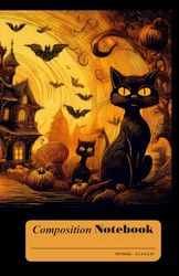 Composition Notebook: BLACK CATS| College Ruled Composition Notebooks | Cute Aesthetic Journal for Girls, Teen, Women | Wide Line | 5.5 X 8.5