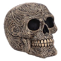 Nemesis Now Paisley Skull 11.5cm, Resin, Black and Gold, Paisley Pattern Skull Ornament, Macabre Home Décor, Cast in the Finest Resin, Expertly Hand-Painted